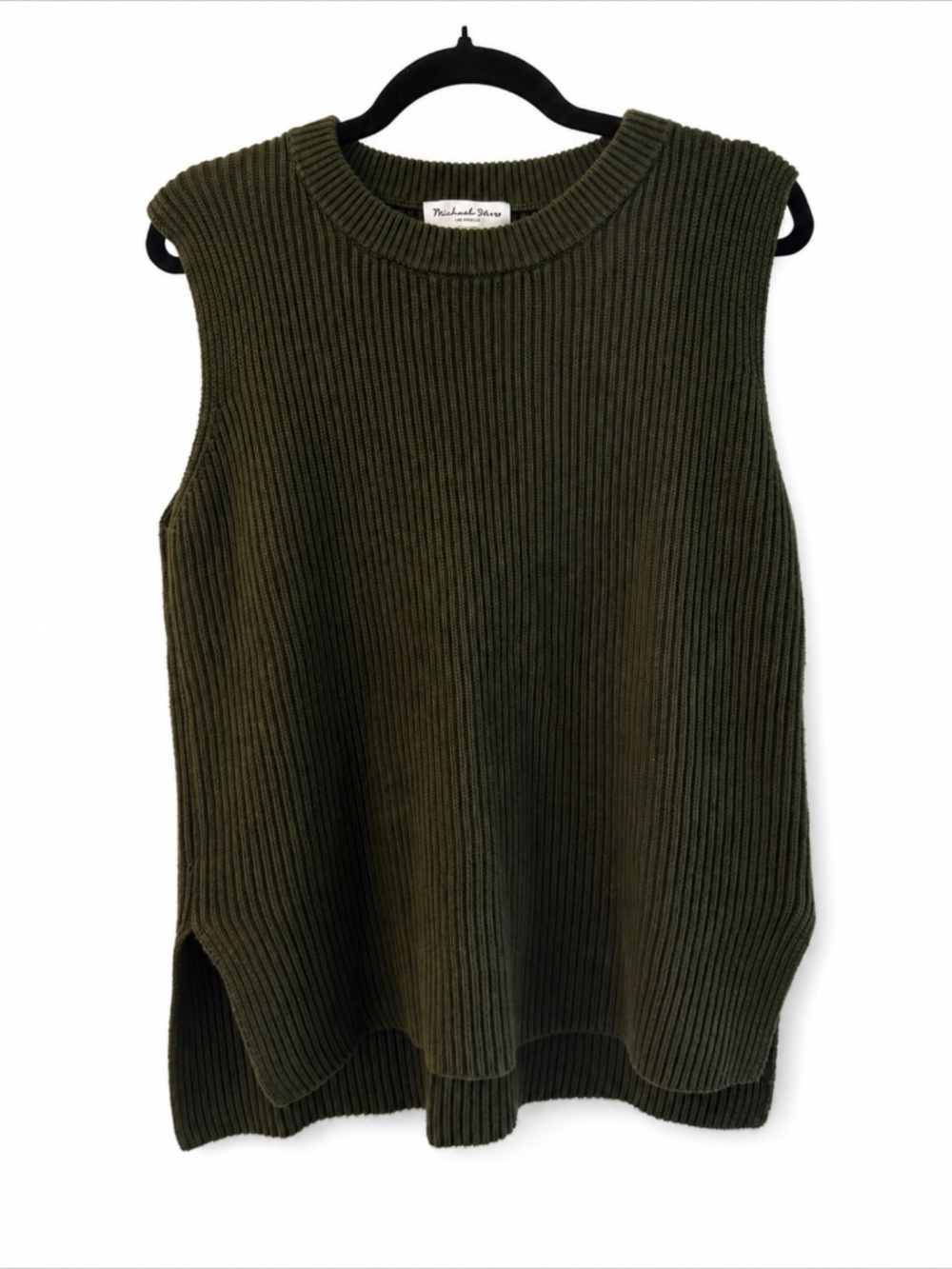Michael Stars Olive Green Chunky Ribbed Sweater Vest Top Medium